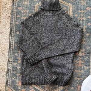 Anthropologie Women's Silver and black metallic Turtleneck Sweater